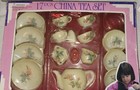 Vintage Child s 17 Piece China Tea Set Original Box Floral Rose Pattern Complete
