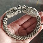 Old Tibet Silver Handmade Double Dragon Head Silver Bracelet Men s Bracelet 1115