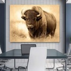 Bison Wall Art  Canvas Print  Framed  solid Wood Inlaid   32x48in  Rustic