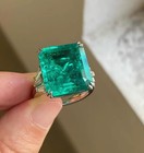 5 10ct Natural Green Emerald Art Deco Vintage Engagement Ring 14k Yellow Gold Fn