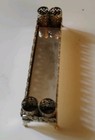 Vintage Gold Tone Metal Filigree Mirrored Vanity Tray Lipstick Brush Holder