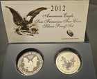 2012 S Reverse Proof Silver Eagle 2 Coin San Francisco Set With Box coa