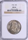 1956 Franklin Silver Half Dollar Ngc Ms-64 Toned End Roll Album Toning