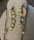 Handmade Mexico Tagua Nut Necklace   Earrings Strand 16    Neutral Colors 