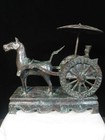 30cm China Ancient Dynasty Pure Bronze Sculpture Animal Bronze Carriage Statue
