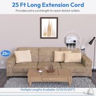 Flat Plug 25ft Extension Cord  6 Outlet 4 Usb Surge Protector Power Strip 1080j