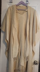 Authentic Vintage Mexican Off-white Wool Long Ladies Serape Poncho m4