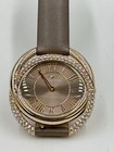 Swarovski Duo 5484382crystal Gold Tone Gray Leather Women s Watch