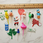 Vintage Cupcake Toppers Picks Mixed Lot 14 Plastic Clowns Santas Birds Bunny