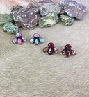Handmade Sterling Silver Red Rose Dahlia  Cotton Candy Turquoise Earrings With 