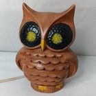 Owl Light Ceramic Hobbyist Handmade Hand Painted Electric Lamp Vintage Kitschy