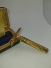 Vintage 1930s Gillette Long Open Comb Fat Handle Razor Brass gold With Case