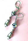 Faceted Silver Crystal   Glass Pearl Dangle Earring Sp Leverback Handcrafted X8a