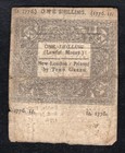 June 7  1776 1s One Shilling Connecticut Colonial Currency Note