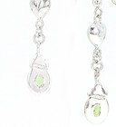 Vintage 925 Sterling Silver 3d Puff Heart Faceted Peridot Dangle Earrings