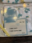 Vintage Spencer s Layette Set Newborn Terry Diaper Shirt Panty Animal Print Usa