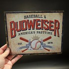10 75  Vintage Style Budweiser Baseball Tin Sign Beer Advertising