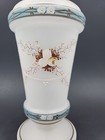 Antique Victorian Flower Vase Bristol Opaline Satin Glass Hand Painted Florals
