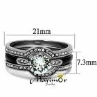 Stainless Steel 1 1 Ct Round Cut Zirconia 3pc Wedding Ring Set Women s Size 5-10