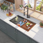 32 Gunmetal Black Undermount Workstation Kitchen Sink-32 X 19 Inch 16 Gauge