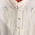 Vintage Women s Top Ivory Button Down Blouse Embroidered Eyelet Long Sleeve 8