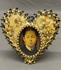 Jay Strongwater Dominique Heart Antique Gold Picture Frame Swarovski Crystals 