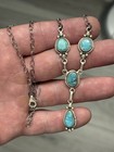 Sterling Silver Native American Sw White Water Turquoise Lariat Y Drop Necklace