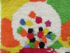 Very Rare  Vintage Bubblegum Machine Wall Hanging Rug 1970s Handmade Latch Hook