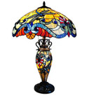 Lamp Tiffany Dragonfly Style Table Stained Glass Vintage Shade Light Desk Yellow
