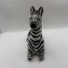 Vintage Zebra Figurine Sculpture Black White Striped Made In Italy Mcm Decor