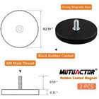 4pcs Rubber Coated Round Magnet 60lbs  M8 Male Threaded Magnetic Mounting