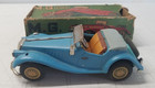 Ahi M g  Car Ii Convertible 1950s Japan Blue Tin Litho Friction Toy W Box 5476sb