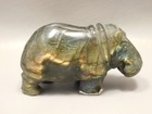 Hippopotamus Figurine Labradorite Hand Carved 3 5 Inch Stone Animal  o57