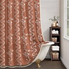 Vintage Boho Shower Curtain  Floral Linen Patterned Long 72 w X 78 l Terracotta