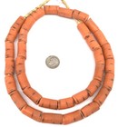 Ghana African Matched Matte Orange Cylinder Recycled Glass Trade Beads