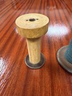 Antique Wooden Industrial Textile Bobbin Spool Green Yarn Weaving Sewing