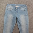 Decree Jeans Womens 1 2 Light Wash Blue Skinny Stretch Denim Faded Casual Pants