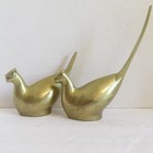 Vintage Mcm Pair Of Brass Birds Long Tail Pheasant Figurine Set