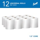 Paper Towels Hard Roll 800 Universal 12 Count White Scott 01040
