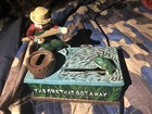 Vintage Cast Iron Mechanical Coin Bank The One That Got Away
