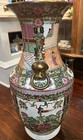 Antique 19th Century 24 5     Tall Chinese Rose Canton Porcelain Vase