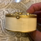Vintage Enamel And Metal Ornate Trinket Box Butterfly Flower Rhinestones