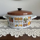 Vintage Mcm 70s Enamel Cookware Set 10 Piece Pots Pans Lids Retro Kitchen Mod