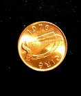 1976 Ireland One Penny   Brilliant Uncirculated   Irish Harp   Stylized Bird