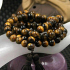 8mm Tibet Buddhist 108 Tiger Eye Gem Prayer Beads Mala Necklace Buddha Collect