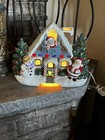Vintage Ceramic Mold Christmas Tree Santa   Snowman Cottage House Lighted