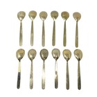Vintage Gold Tone Mid Century Modern Soup Spoon Cutlery Set Of 12 Thai Siam