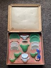 Vintage The Little American Maid Tea Set 17 Piece Akro Agate W  Box