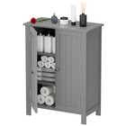 Bathroom Floor Storage Cabinet With Adjustable Shelf Double Door Organizer Grey
