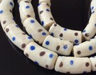Ghana Handmade Recycled Glass Cylinder Chalk White Multi African Trade Beads